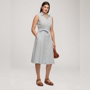 Anne Klein Blue & White Striped Sleeveless Dress